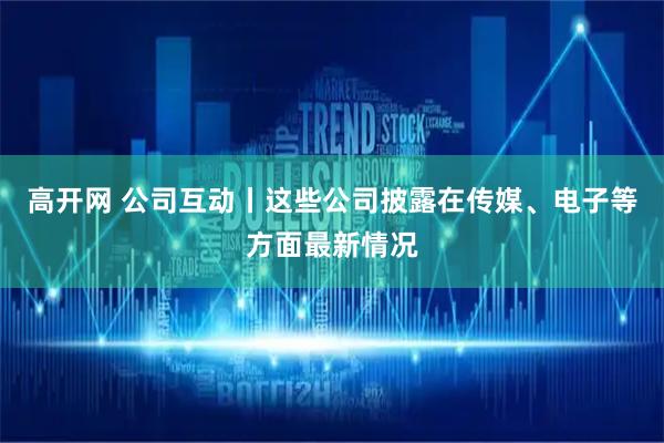 高开网 公司互动丨这些公司披露在传媒、电子等方面最新情况